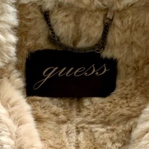 Guess Women Shearling Coat 100 % Genuine leather XS in Tan color